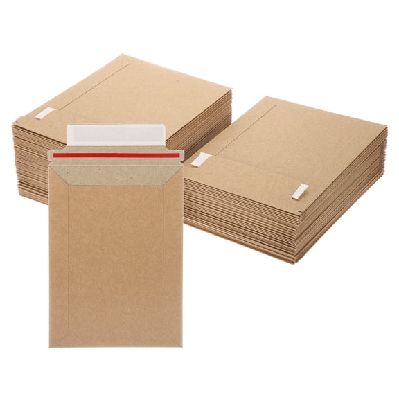 Uxcell Cardboard Envelopes, (7" x 5", Brown) (100Pcs), Rigid Mailers Self Seal Photo Document Mailers Stay Flat Shipping Envelopes, Suit for CD/Photos/Documents/Pictures/Papers/Files