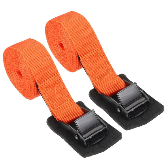 Uxcell Cargo Tie Down Strap 1" x 6.56 Ft, 2Pcs Adjustable Heavy Duty Cam Buckle Lashing Strap Secure Cinch Straps for Truck Boat Kayak Motorcycle, Orange/Black