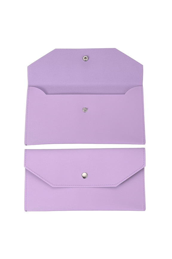 Cash Envelope Wallet, Budget Cash Holder Reusable Money Bag Pouch Leather Money Organizer Pouch for Men Women Receipt Check Bill Travel Graduation Holidays, Purple