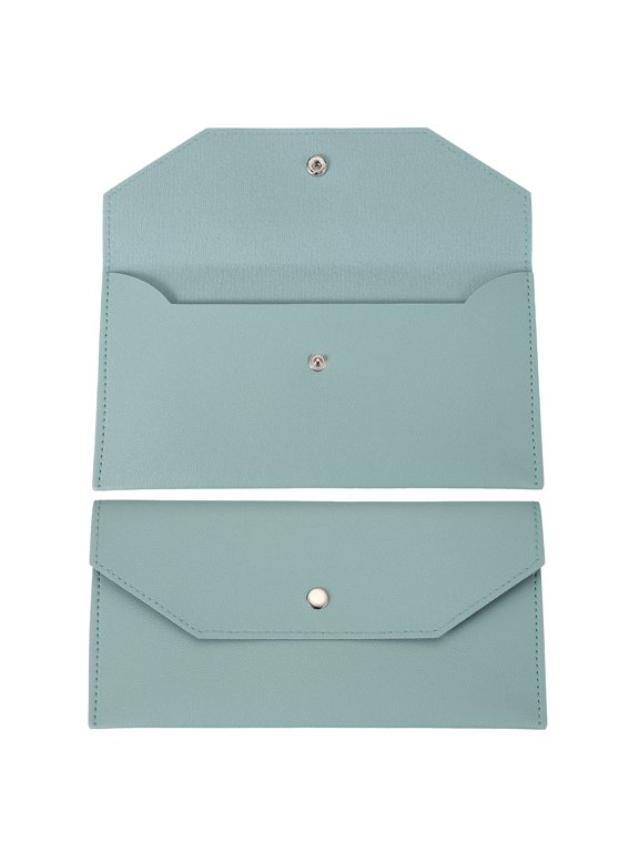 Cash Envelope Wallet, Budget Cash Holder Reusable Money Bag Pouch Leather Money Organizer Pouch for Men Women Receipt Check Bill Travel Graduation Holidays, Light Blue