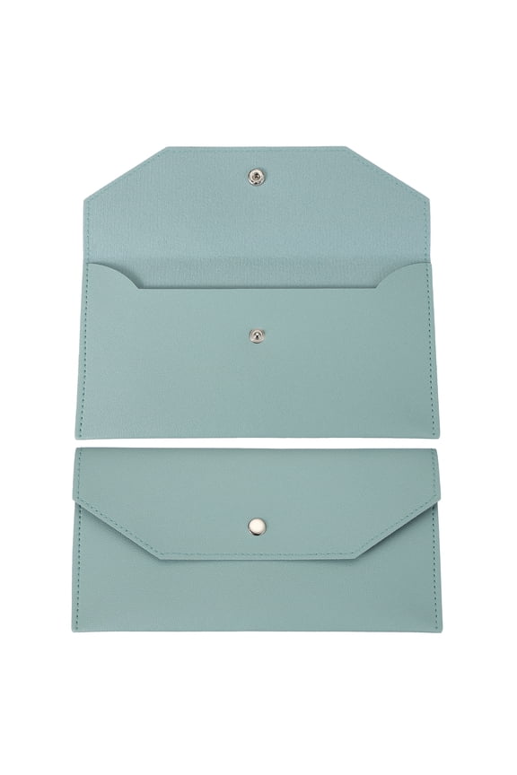 Cash Envelope Wallet, Budget Cash Holder Reusable Money Bag Pouch Leather Money Organizer Pouch for Men Women Receipt Check Bill Travel Graduation Holidays, Light Blue