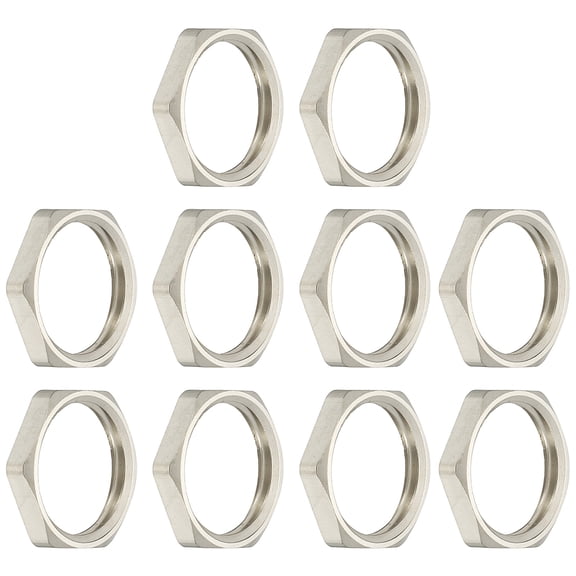Uxcell Cast Pipe Fitting Hex Locknut, Nickel Plated Copper for Plumbing NPT3/8