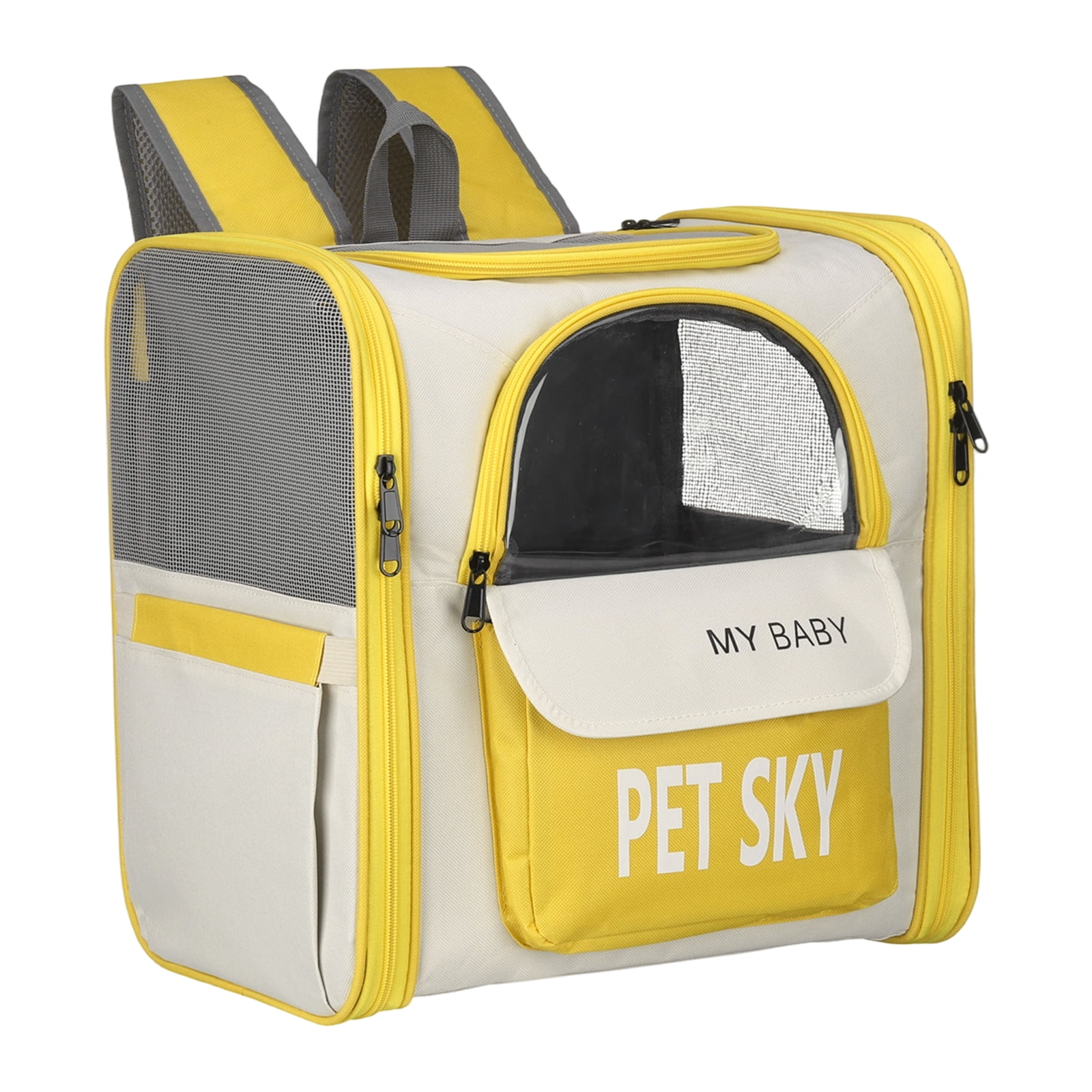 Uxcell Cat Backpack Carrier, Large Space & Breathable, Pet Hiking Travel Backpack for Cats or Small Dogs Puppies, Intended for Hiking / Camping / Traveling (Yellow, 13"x11"x15")