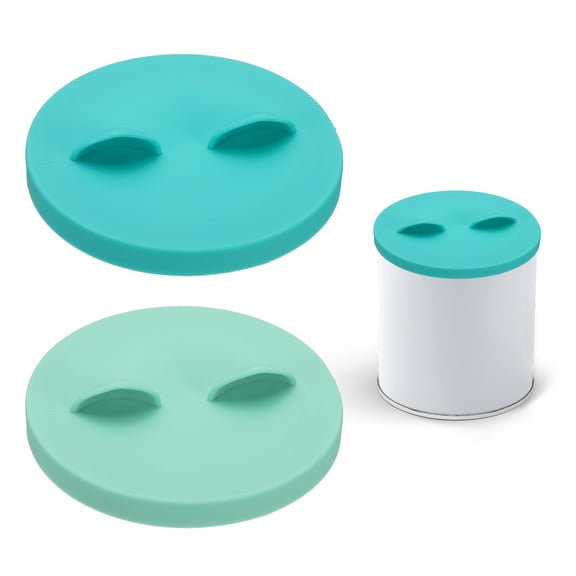 Uxcell Cat Food Can Covers Lids, Dog Food Can Lids with Cute Pet Ears Shaped Silicone Toppers One Fit 3 Standard Sizes,(Forest Green/Mint Green, 2Pcs),Intended for Dog/Cat/Pet Food Cans