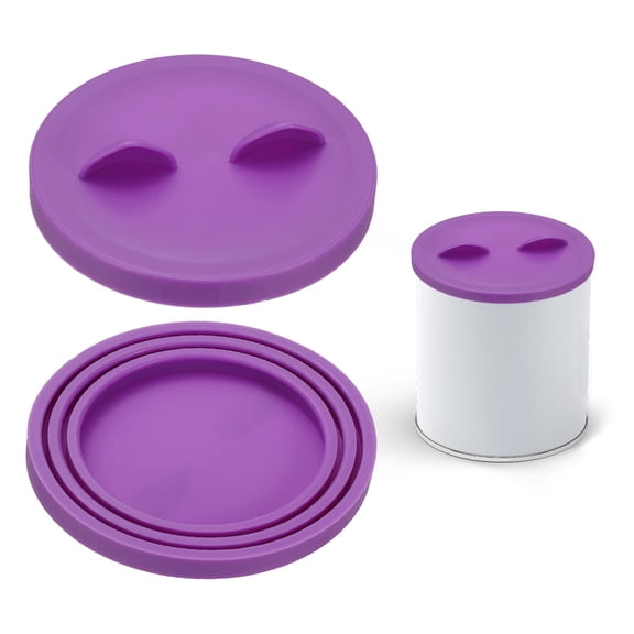 Uxcell Cat Food Can Covers Lids, Dog Food Can Lids with Cute Pet Ears Shaped Silicone Toppers One Fit 3 Standard Sizes, (Lavender, 2Pcs), Intended for Dog / Cat / Pet Food Cans
