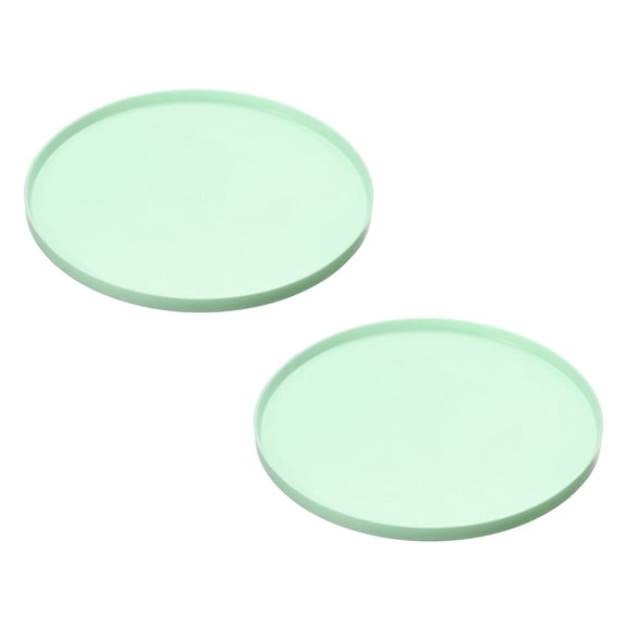 Uxcell Cat Food Mat, 7x7 Inch Silicone Pet Feeding Mat Non-Slip Round Waterproof Dog Water Bowl Tray Raised Edge Protects Floors (2Pcs, Green), Intended for Pets Bowl/Fountain