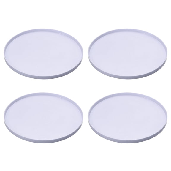Uxcell Cat Food Mat, 7x7 Inch Silicone Pet Feeding Mat Non-Slip Round Waterproof Dog Water Bowl Tray Raised Edge Protects Floors (4Pcs, Purple), Intended for Pets Bowl/Fountain