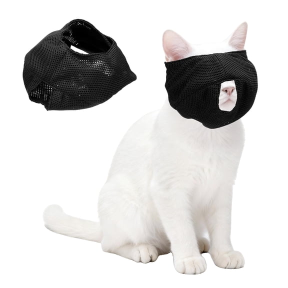 Uxcell Cat Muzzle, Adjustable Breathable Mesh Muzzle Grooming Restraint Bags Circumference 7-9 Inches, (Black, 1 Pcs), ForAnti Bite/Anti Meow/Prevent Scratching/Chewing