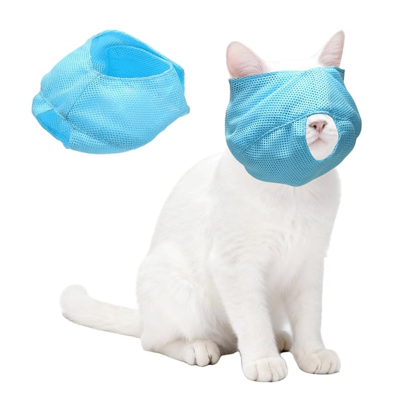 Uxcell Cat Muzzle, Adjustable Breathable Mesh Muzzle Grooming Restraint Bags Circumference 7-9 Inches, (Sky Blue, 1 Pcs), ForAnti Bite/Anti Meow/Prevent Scratching/Chewing