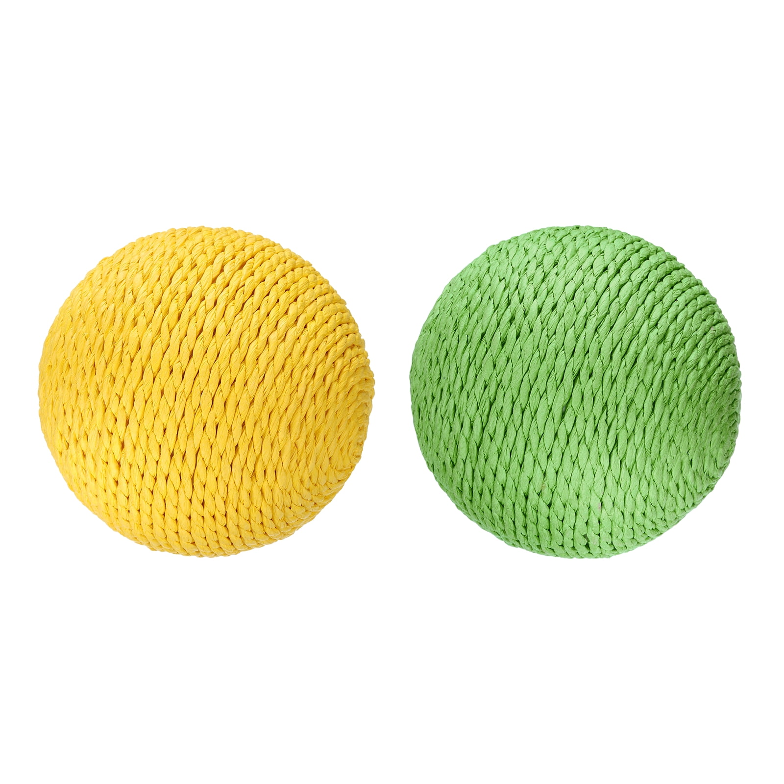 Uxcell Cat Toy Ball, Interactive Natural Cat Scratching Balls Sisal Cat Ball Toy ( Sisal, 2Pcs, 3.9Inch, Lemon Yellow/Light Green ) for Kittens Pet Enrichment Training Play Indoor Exercise Fun