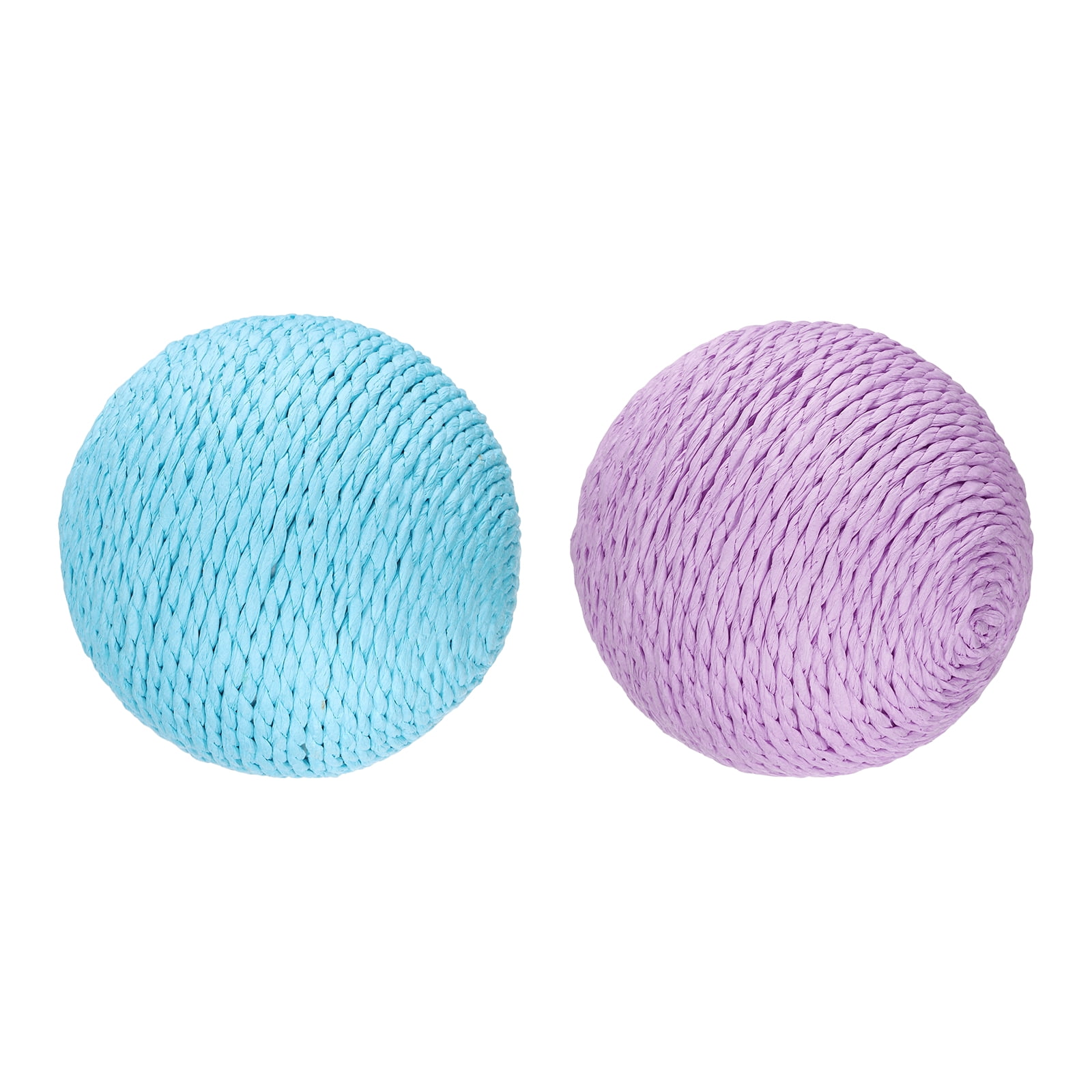 Uxcell Cat Toy Ball, Interactive Natural Cat Scratching Balls Sisal Cat Ball Toy ( Sisal, 2Pcs, 3.9Inch, Sky Blue/Purple ) for Kittens Pet Enrichment Training Play Indoor Exercise Fun