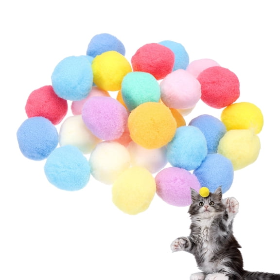 Uxcell 30 Pcs Cat Toy Pom Ball Plush Fuzzy Pompoms 1.2" Candy Colors