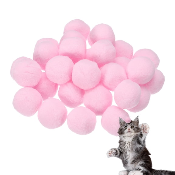 Uxcell 30 Pcs Cat Toy Pom Ball Plush Fuzzy Pompoms 1.2" Light Pink
