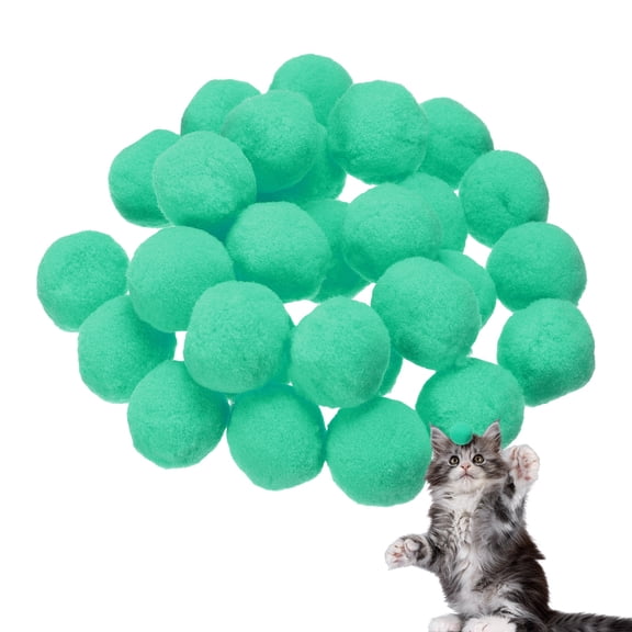 Uxcell 30 Pcs Cat Toy Pom Ball Plush Fuzzy Pompoms 1.2" Mint Green