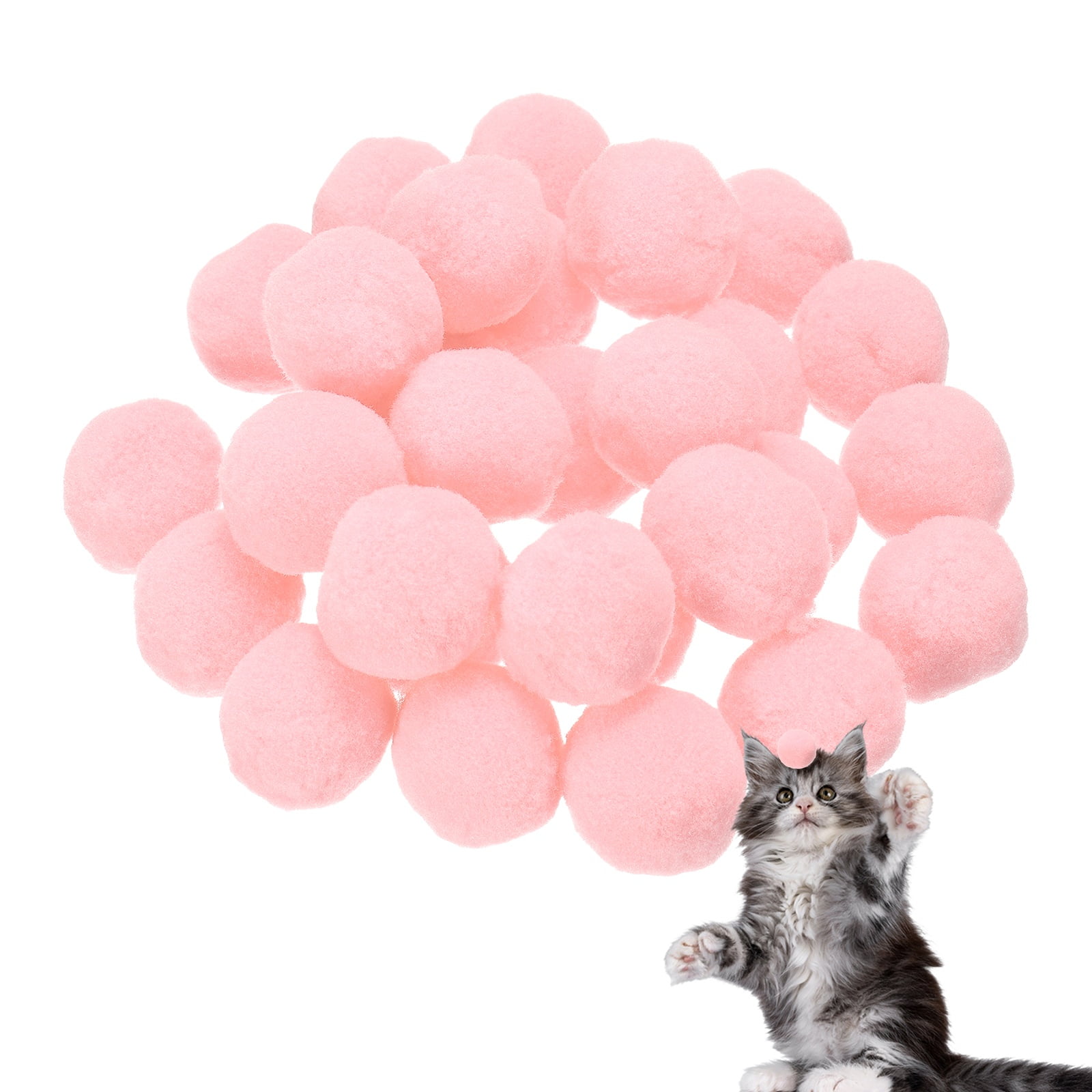 Uxcell 30 Pcs Cat Toy Pom Ball Plush Fuzzy Pompoms 1.2