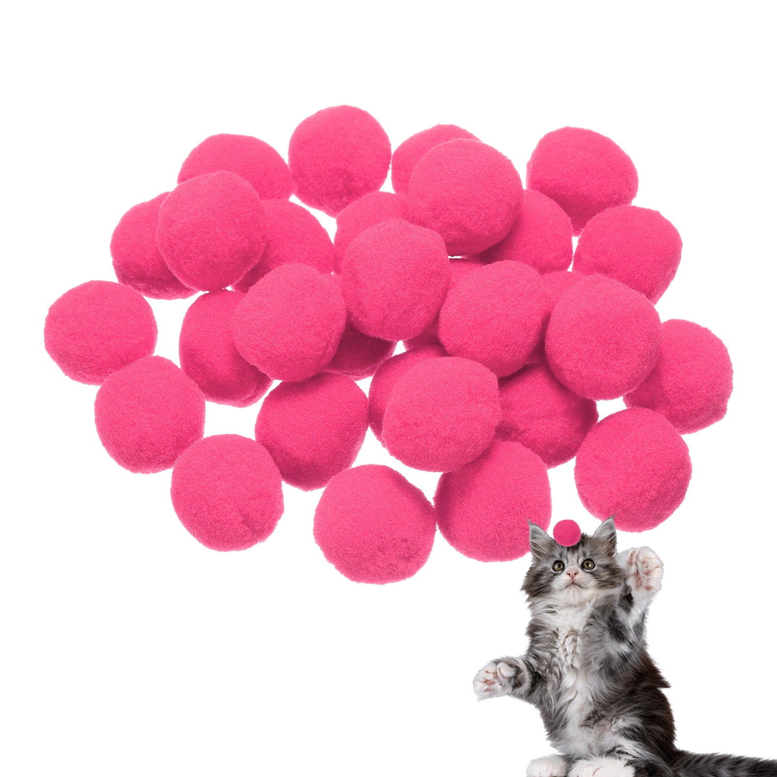 Uxcell 30 Pcs Cat Toy Pom Ball Plush Fuzzy Pompoms 1.2