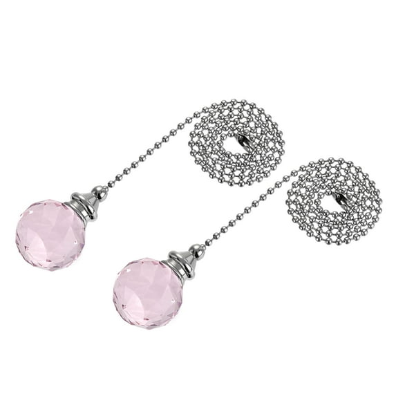 Uxcell Ceiling Fan Light Lighting Pull Chain Ornament Ice Cracked Ball Pendant Accessories Pink 2Pcs