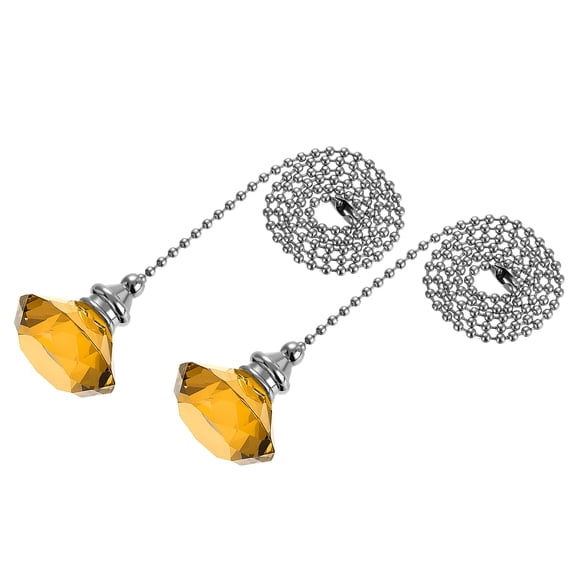 Uxcell Ceiling Fan Pull Chain Crystal Chain Extension Diamond Pendant 2Pcs Amber