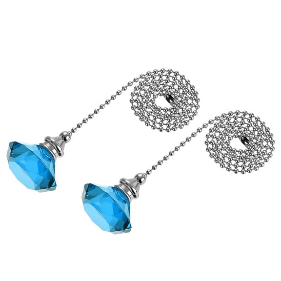 Uxcell Ceiling Fan Pull Chain Crystal Chain Extension Diamond Pendant 2Pcs Light Blue