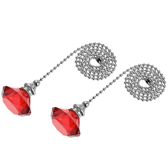Uxcell Ceiling Fan Pull Chain Crystal Chain Extension Diamond Pendant 2Pcs Red