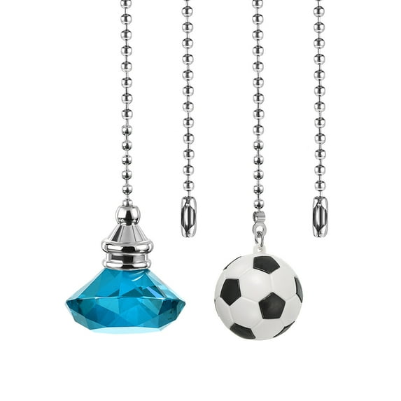 Uxcell Ceiling Fan Pull Chain Crystal Diamond/Soccer Pull Chain Extension Fan Pulls Extender Set Ornament Pendant Lake Blue/White