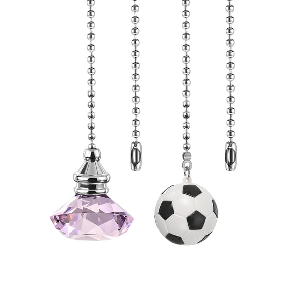 Uxcell Ceiling Fan Pull Chain Crystal Diamond/Soccer Pull Chain Extension Fan Pulls Extender Set Ornament Pendant Pink/White