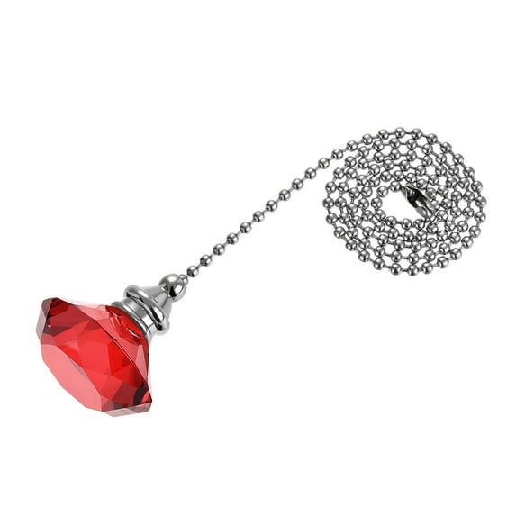 Uxcell Ceiling Fan Pull Chain Decorative Crystal Chain Extension Diamond Pendant Red