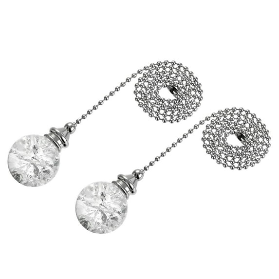 Uxcell Ceiling Fan Pull Chain Extension Ice Cracked Ball Light Lighting Accessories Pendant 2Pcs Clear