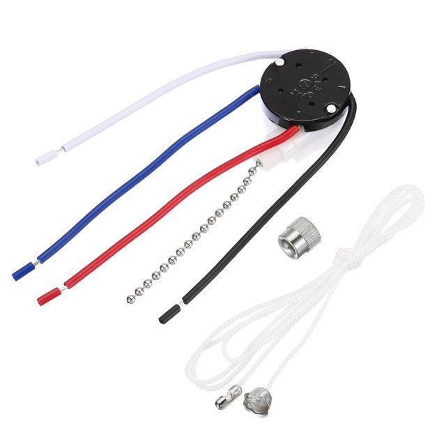 Uxcell Ceiling Fan Switch 3 Speed 4 Wire ZE208S E89885 Pull Chain Switch Light Switch Replacement, Silver Chain 1 Set