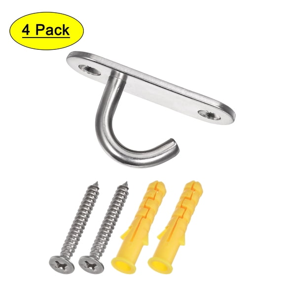 Uxcell Ceiling Hooks 304 Stainless Steel 60x20mm for Hanging Plants 4Pack