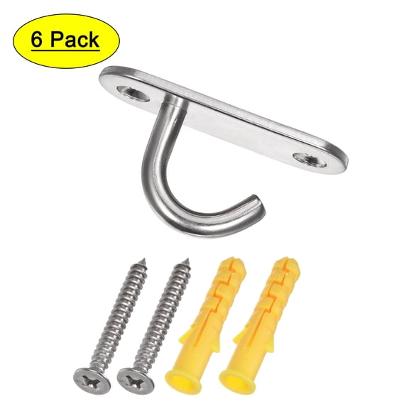 Uxcell Ceiling Hooks 304 Stainless Steel 60x20mm for Hanging Plants 6Pack