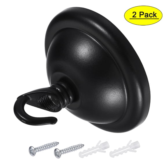 Uxcell Ceiling Hooks Wall Mounted 68x50mm Iron for Hanging Plants Black 2 Pack