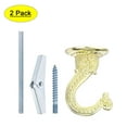 thumbnail image 1 of Uxcell Durable Ceiling Hooks with Hardware Zinc Alloy 1.46 inch x 2.17 inch Gold Tone 2 Pcs for Hanging Plants, 1 of 7