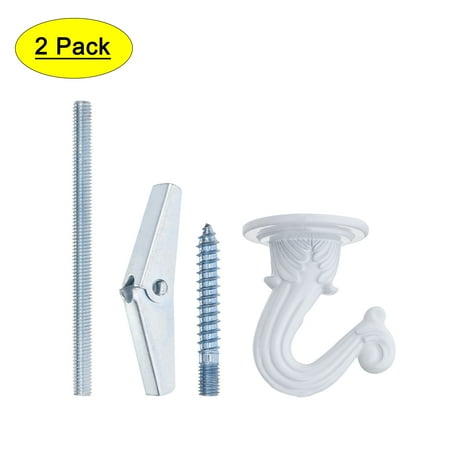 Uxcell Ceiling Hooks with Hardware Zinc Alloy 1.14 inch x 1.5 inch WhiteHome Decor Patio Balcony Plants 2 Pcs