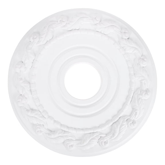 Uxcell Ceiling Medallion, 16" OD x 3.74" ID PU Decorative Ceiling Light Medallion Chandelier Medallion 3D Carving Ceiling Light Cover Plate for Ceiling Light Fixtures Fans, White