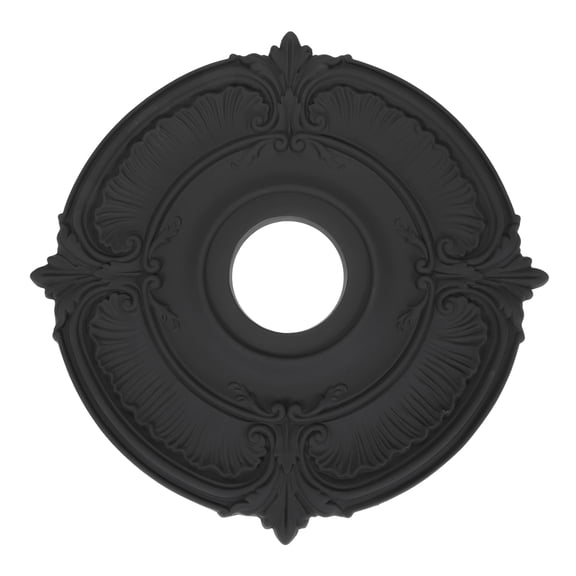 Uxcell Ceiling Medallion, 18" OD x 3.82" ID PU Decorative Ceiling Light Medallion Chandelier Medallion Classical Ceiling Light Cover Plate for Ceiling Light Fixtures Fans, Black
