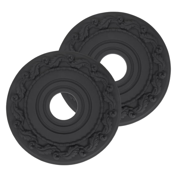 Uxcell Ceiling Medallion, 2 Pcs 16" OD x 3.74" ID PU Decorative Ceiling Light Medallion Chandelier Medallion 3D Carving Ceiling Light Cover Plate for Ceiling Light Fixtures Fans, Black