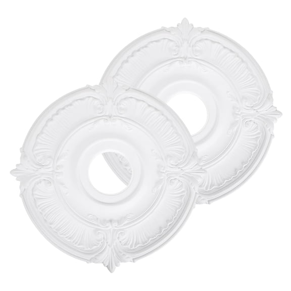 Uxcell Ceiling Medallion, 2 Pcs 18" OD x 3.82" ID PU Decorative Ceiling Light Medallion Chandelier Medallion Classical Ceiling Light Cover Plate for Ceiling Light Fixtures Fans, White