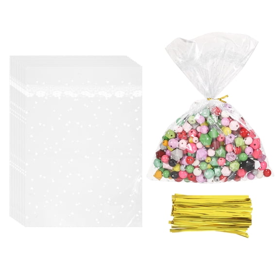 Uxcell Cello Treat Bags, (10x7 Inch, White) (100 Pcs) Clear Party Favor Bag Plastic Gift Wrap Goodie Storage with Twist Ties, Suit for - Birthday/Candies/Cookies/Christmas