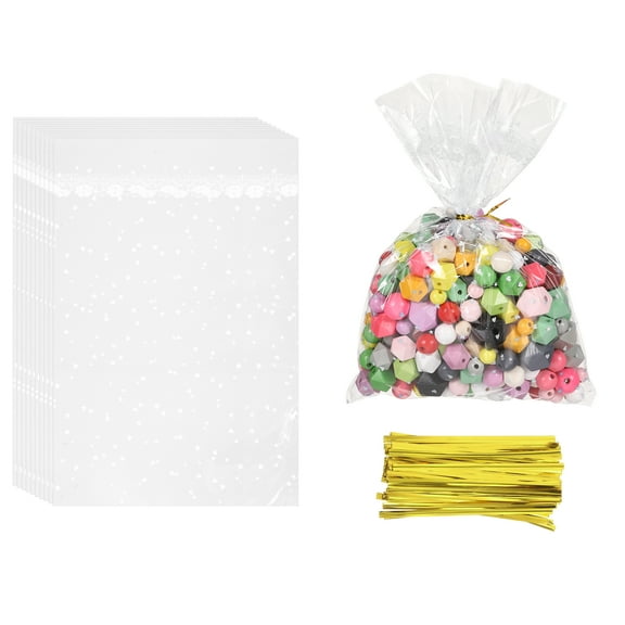 Uxcell Cello Treat Bags, (12x8 Inch, White) (100 Pcs) Clear Party Favor Bag Plastic Gift Wrap Goodie Storage with Twist Ties, Suit for - Birthday/Candies/Cookies/Christmas