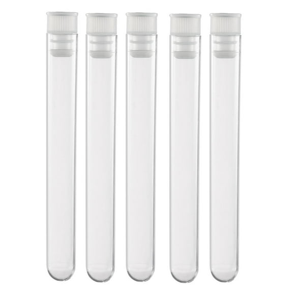 Uxcell Centrifuge Test Tube Round Bottom Polystyrene with White Cap 13x100mm 20Pcs