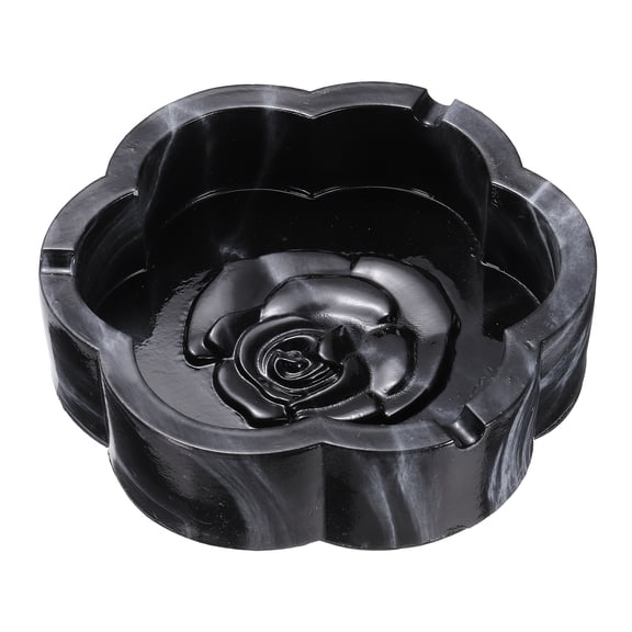 Uxcell Ceramic Ashtray, 5.1inch Flower Modern Cigarette Ashtray Tabletop Ash Trays for Men Gift Indoor Outdoor Patio Home Bar Office Malls, Black