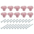 thumbnail image 1 of Uxcell Ceramic Cabinet Knobs, 10 Pack Pink Heart Shaped Drawer Knobs, 36mm/1.42" Dresser Knob Pulls Handle with Screws for Vanity, 1 of 7