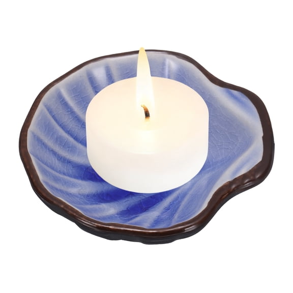 Uxcell Ceramic Candle Holder Plate, 3.1'' Shell Shaped Candlestick Holders Decorative Dish Full Crackle for Tea Light Aromatherapy Wedding Rustic Vintage Home, Cobalt Blue