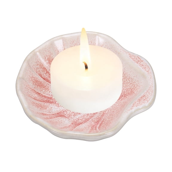 Uxcell Ceramic Candle Holder Plate, 3.1'' Shell Shaped Candlestick Holders Decorative Dish Reactive Finish for Tea Light Aromatherapy Wedding Rustic Vintage Home, Coral Pink