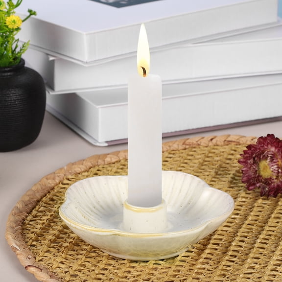 Uxcell Ceramic Candle Holders, 1 Inch ID Ceramic Taper Candle Holder Plate  Nordic Style Table Centerpiece for Wedding Party Dining Home Decor Display Desktop Ornament, Spot White