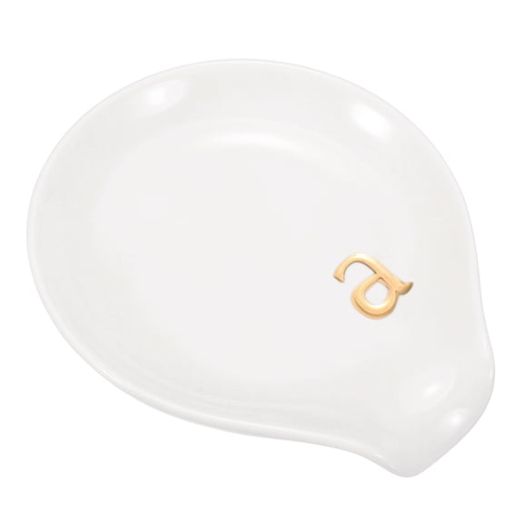 Uxcell Ceramic Coffee Spoon Rest for Kitchen Dining Table Decor(Letter A, White)