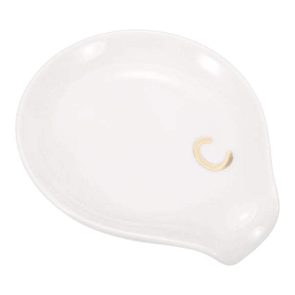 Uxcell Ceramic Coffee Spoon Rest for Kitchen Dining Table Decor(Letter C, White)