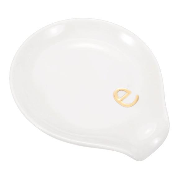 Uxcell Ceramic Coffee Spoon Rest for Kitchen Dining Table Decor(Letter E, White)
