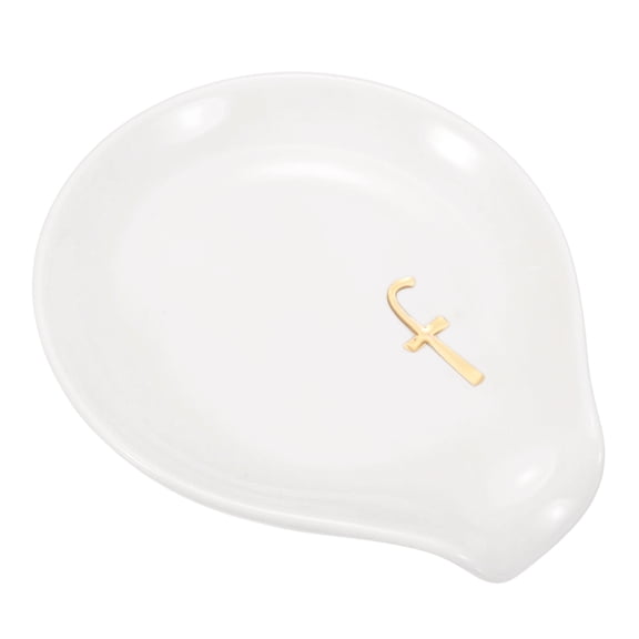 Uxcell Ceramic Coffee Spoon Rest for Kitchen Dining Table Decor(Letter F, White)
